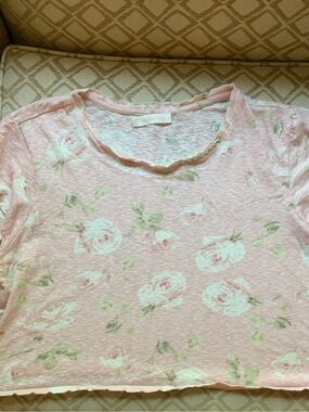 LoveShackFancy Pink Floral Crop Top-Size XL